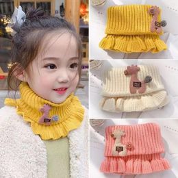 Scarves 7 Colours Baby Knitted Scarf Cartoon Giraffe Ruffle Neck Warmer Girls Kids Accessories Collar Circle Outdoor Winter Warm