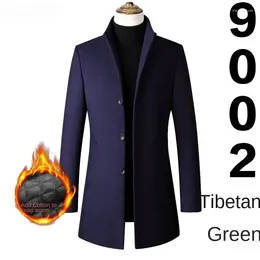 Men's Trench Coats 2023 European Medium Length Single Breasted Standing Collar Wool Chic X-Long Triple Coat Windbreaker