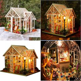 Doll House Accessories Diy Dollhouse Wooden Houses Miniatures For Dolls Furniture Kit Toys Children Gift Sosa Greenhouse Lj201126 Drop Dhgt8