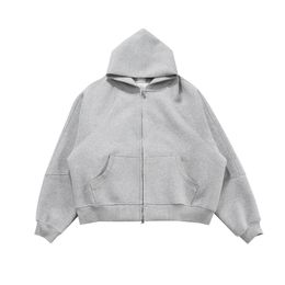 Double Zipper Fleece Hooded Hoodies for Men and Women Streetwear Oversized Cardigan Sweatshirts