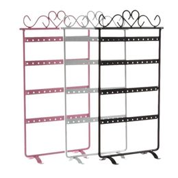 Jewellery Pouches Bags 48 Hole Earrings Ear Studs Display Rack Metal Holder Stand Organiser Showcase Pink 295 160mm For Retail Envi245b