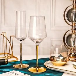 Wine Glasses Creative Gold Electroplating Wine Glasses Cup Luxury Leadfree Crystal Goblet Champagne Glass Cocktail Wedding Drinkware 231205