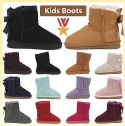 UG G Kids Boots Australia Snow Boot Designer Children Shoes Winter Toddler Classic Ultra Half Baby Fur Booty Boys Girls Ankle Booties Child Suede with Bows