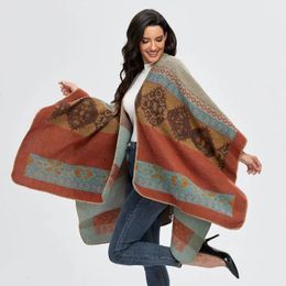 Scarve's Cloak Shawl 2023 Autumn Winter Vintage Split Warmth Capes Ponchos 231204