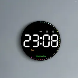 Wall Clocks LED Clock With Remote Control Round For Living Room Seniors