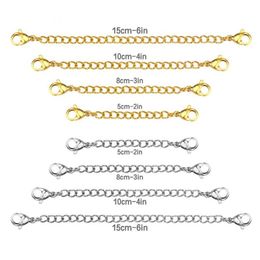 Chains Whole 8pcs lot 316L Plating Extended Chain Necklace Stainless Steel Rolo Gold Color 2 3 4 6 Inch ChainChains229n