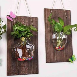 Wall-mounted Glass Vases Wall Hanging Plant Hydroponic Landscape DIY Bottle for Home Garden Decoration-30 2106102315