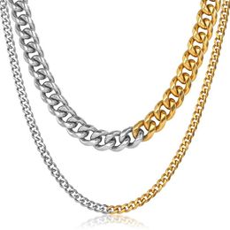 Miami Hip Hop 3 9mm Stainless Steel Cuban Curb Link Chain Gold Silver Color Choker Necklace for Men Women Trend Jewelry DNM37Q0115197H