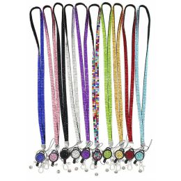 100pcs Work ID Card Lanyards Rhinestone Keychain Rope Anti-lost Neck Straps Phone Lanyard Badge Holder Rope Universal Hang Rope Badge Reel