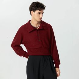 Men's Sweaters Incerun-Pulls a manches longues pour hommes revers de document vetements pour hommes streetwear decontracte mode masculine pulls courts S-5XL 231205