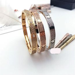 Titanium Steel 3 Row Full Diamond Bracelet Fashion Women Men Chirstmas Bangle Bracelets Distance Jewellery Gift with velvet bag294q