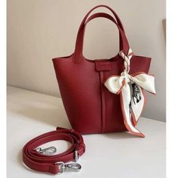 Designer Picotin Lock Bag Wedding Female Bridal Crowd 2023 Red New Large Capacity Vegetable Basket Bucket M64F