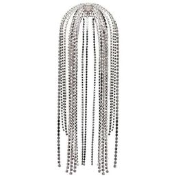 StoneFans Trendy Rhinestone Hair Accessories Chain for Women Jewellery Elegant Full Crystal Tassel Hairbands Long Chain Headwear W01278Y