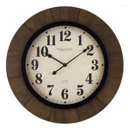 Wall Clocks Better Homes & Gardens 30" Indoor Brown Round Wood Arabic Analogue Clock