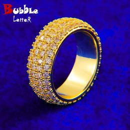 Wedding Rings Bubble Letter Iced Out Rings for Women Real Gold Plated Hip Hop Jewellery 231204