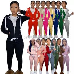 2024 Designer Fleece Tracksuits Fall Winter Women Sweatsuits Jogger Suits Long Sleeve Hooded Jacket Pants Two Piece Sets Casual Solid Outfits Sportswear Bulk