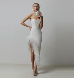 2024 Women Fashion Dress Runway Dresses New high-end women's clothing socialite style white dress European American ostrich hair niche French evening dress