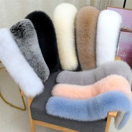 Scarves Real Fox Fur Collar Winter Hood Trims Fur Decor Shawl For Coat Parkaks Women Warm 100% Furry Fur Scarf Luxury Female Scarves 231204