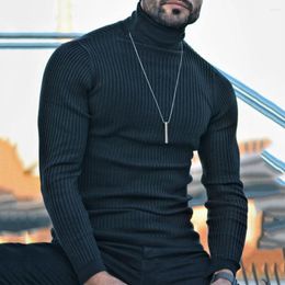 Men's Sweaters Mens Spring Autumn Warm Slim Fit Turtleneck Pullover Long Sleeve Sweater Tops Casual T-Shirt Knitted Solid Male Bottom Shirt