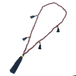 Chains Go2Boho Women Sophisticated Charm Necklace Wood Bead Tassel Exquisite Jewellery With Plush Pendant Timeless GiftS Teen Girl