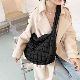 2021 Lattice Pattern Shoulder Bag Space Cotton Handbag Women Large Capacity Tote Bags Feather Padded Ladies Quilted Shopper Bag G2210k