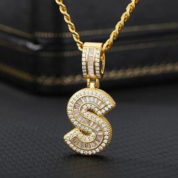 Wedding Jewellery Sets Trend Cubic Zirconia Letters A Z Pendant Necklaces Iced Out Rock Candy Style Initial Charms Necklace Fantastic Gift 231205