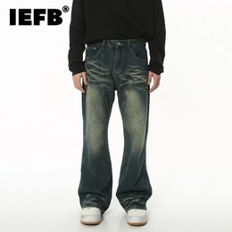 Mens Jeans IEFB Trousers Autumn Baggy Niche Design Gradient Slightly Flared Straight Denim Pants Retro Worn Out 9C1838 231204