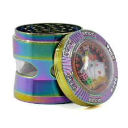 Rainbow Colourful Pattern Zinc Alloy 63mm 4 Layers Smoking Grinder Tobacco Crusher Colours Crusher Grid ZZ