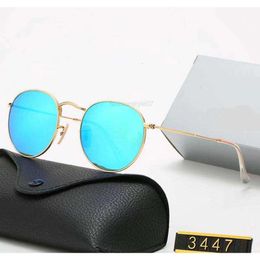 Sunglasses 2023 Classic Round Brand Design Uv400 Eyewear Metal Fashion Gold Frame Sun Glasses Men Women Mirror Polaroid Dri