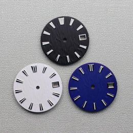 Watch Repair Kits 28.5mm Wave Striped Modified Dial NH35 C3 Green Luminous For NH36 4R 6R Automatic Movement NO LOGO