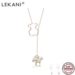 LEKANI Pendant Necklaces For Women Cute Bear Shell Pearl Design Girl Copper Necklace Anniversary Gifts Fine Jewellery 210701279H