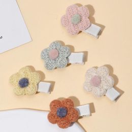 Hair Accessories 2023 Korean Style Children Crochet Clips Girls Winter Flower Hairpins Fur Hairband For Women Cute Baby