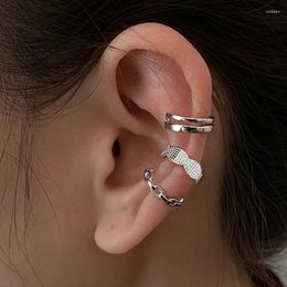 Backs Earrings 1pc Hip Hop Rock Ear Cuff For Women Men Irregular Relief Design White Gold Colour Fake Conch Piercing Earbone Earring Gift