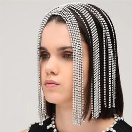 Hair Clips & Barrettes Stonefans Luxurious Headdress Hat Rhinestone Tassel Head Chain Band Crystal Multi Strand Headband Chains He283H