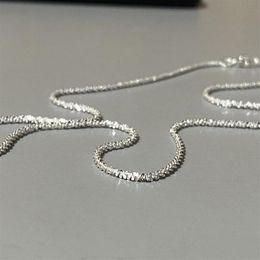 Slim S925 Silver Sparkling Glitter Clavicle Chain Necklace Chain Female Chain Necklace for Women Girl Italy Jewellery 45cm2049