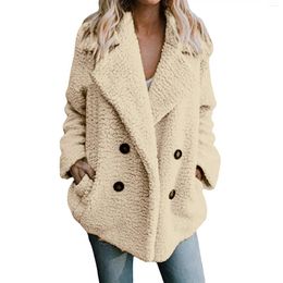 Women's Jackets Loose Ladies Coats Autumn Winter Casual Jacket Warm Outwear Plus Size Overcoat Double Pocket Breasted Female Top