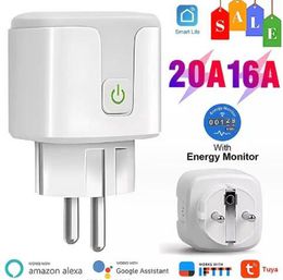 Smart Mini US UK EU Wifi Plug with Surge Protector 110-230V Voice 10A 16A 20A Control Smart Socket Work Remote Energy Monitor with Alexa Google Home Tuya APP