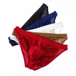 Underpants 5PCS Men Briefs Sexy Underwear Nylon Solid Soft Lace Breathable Summer Bikini Jockstrap Low Rise Pants Trunks