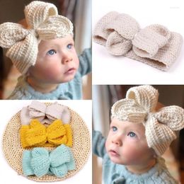 Hair Accessories Y1UB Born Baby Girls Headband With Bows Kids Knit Crochet Headwear Handmade For Infants Toddlers