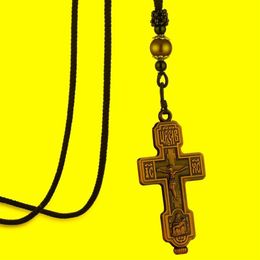 Pendant Necklaces Holy Russian Eastern Orthodox Cross Necklace Virgin Mary Hold Jesus Rope Chain Women Men Prayer Jewellery GiftPend246u