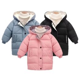 Coat 4-10 Years Boys Long Down Jackets Winter Kids Girls Thick Warm Hooded Outerwear Children Waistcoat Coat Fashion Casual Clothing 231204