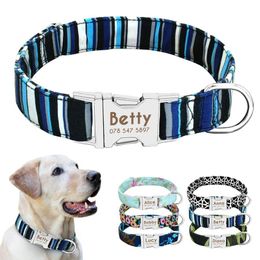Dog Collars & Leashes Collar Nylon Personalised Custom ID Tag Collar Engraved Nameplate Pet Cat Antilost for Small Medium Large2033