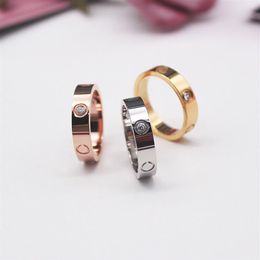 Designer Rose Gold Stainless Steel Crystal Woman Jewelry Love Ring Men Promise Rings For Female Women Gift Engagement With bag283w