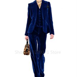 Women's Two Piece Pant's Plus Size Velvet 3 Office Lady Business Suit Set Lapel Wedding Tuxedos for Women Evening Party 231204