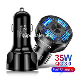 Universal QC3.0 Fast Quick Cell Phone Chargers 35W 4 Usb Ports Car Charger For Iphone 14 15 7 8 Plus X XR 11 12 13 Pro Max Samsung Gps S1 with BOx