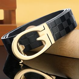 Designer Men's leather belt, G-letter automatic buckle, new belt, business casual checkered leather pants with young people