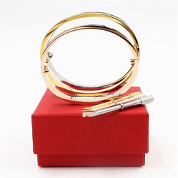 Luxury High Qualtiy Classic Design Bracelets&Bangles For Lover's Stainless Steel Cuff Wedding Bracelets Jewelry With Screw270K