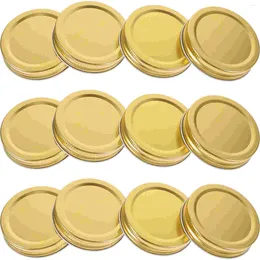 Dinnerware 12 Pcs Mason Jar Lid 70mm Standard Mouth Integrated Sealed (70mm Black) 36pcs Can Covers Lids Wide Reusable Tinplate