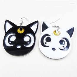 Dangle Earrings Cartoon Harajuku Anime Moon Black Cat Lovely Cosplay Drop Acrylic Jewelry For Women Fashion289O
