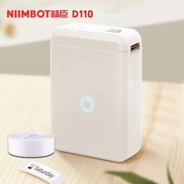 The Lable Paper Niimbot D110 Mini Portable Thermal Label Printer Hangul Wireless Bluetooth Sticker Pocket Printer Home Use Storing Organizing 231205